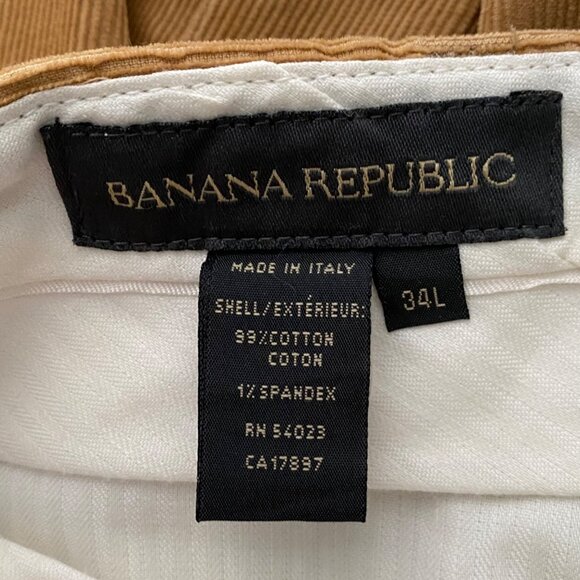 Banana Republic Womens Corduroy Pants 34 L Tan Academia Preppy Made in Italy - Picture 5 of 6